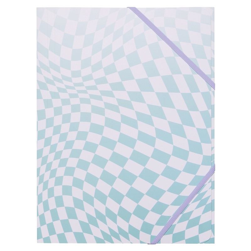 Colour Me Vibes 3 Flap Document Wallet Board A4 (teal check) (8087)