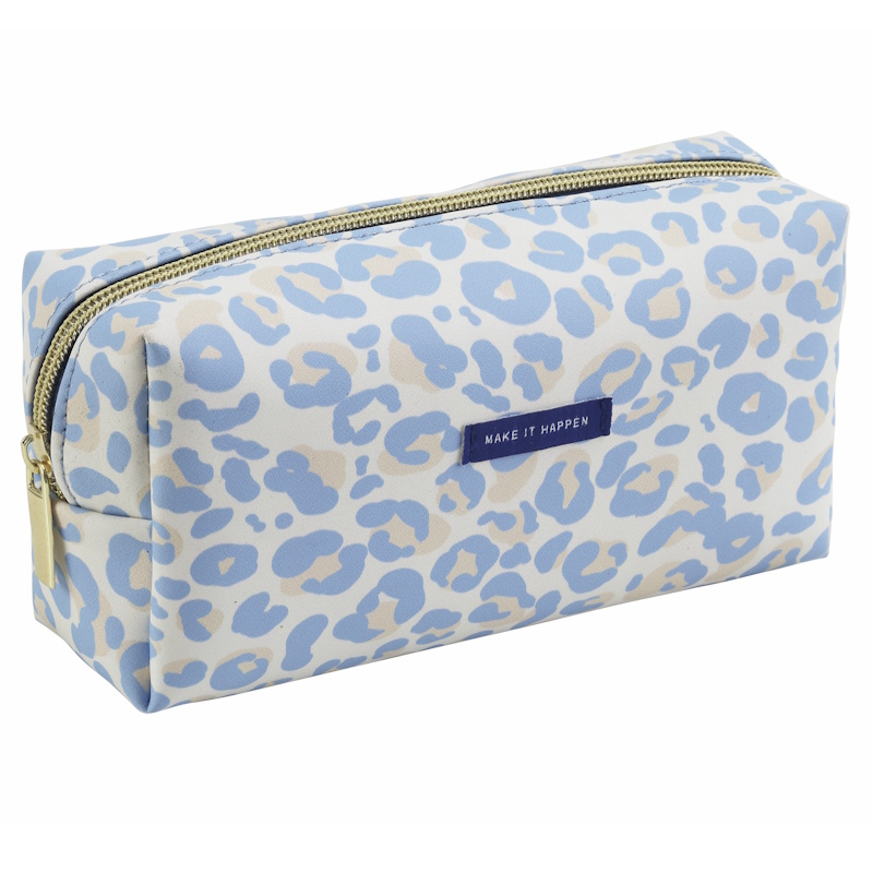 Colour Me Vibes PU Pencil Bag Leopard Print 20cm (blue) (8186)