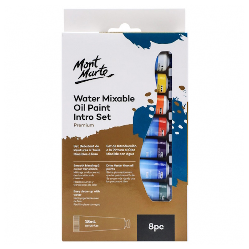 Mont Marte Premium Water Mixable Oil Paint Intro Set (18)