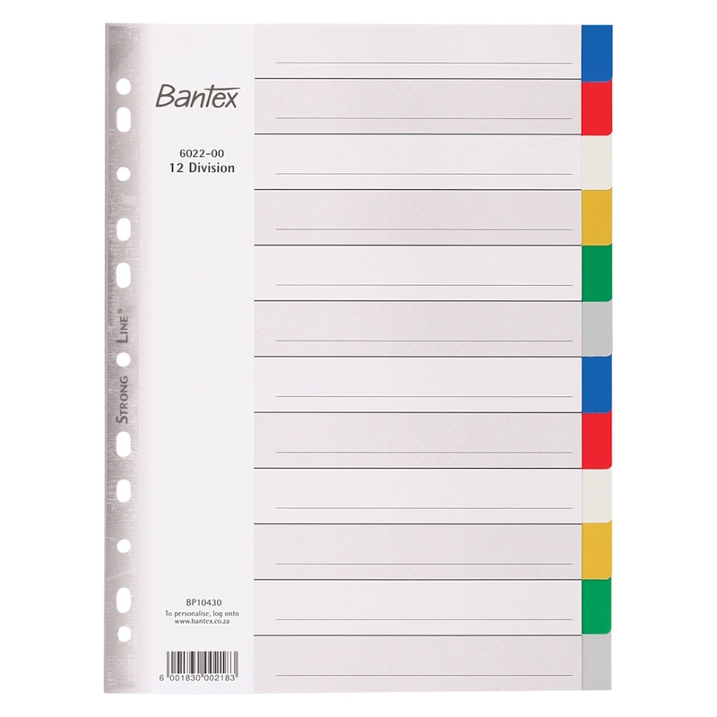 Bantex Polyprop Dividers A4 12 tab