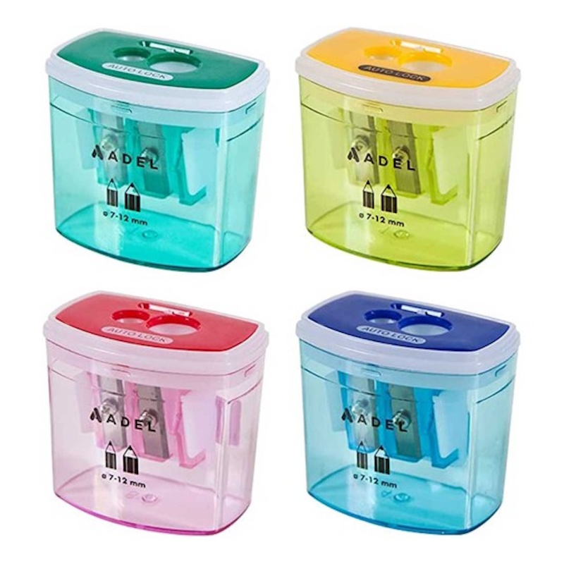 Adel 2 Hole Sharpener with Auto Lock Container