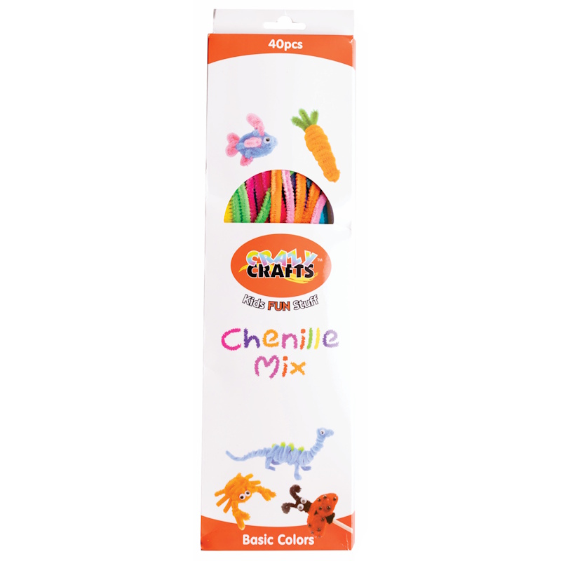 Crazy Craft Chenille Stems Pipe Cleaners (brights mix) (40)