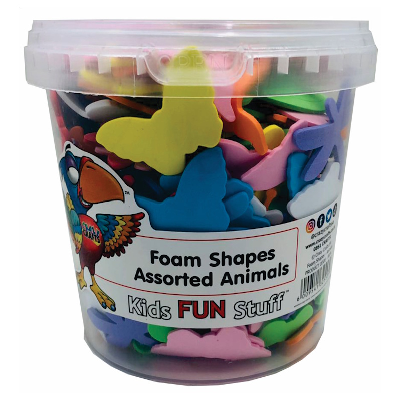 Crazy Craft Foam Shapes Bucket 12 x 13cm (animals)