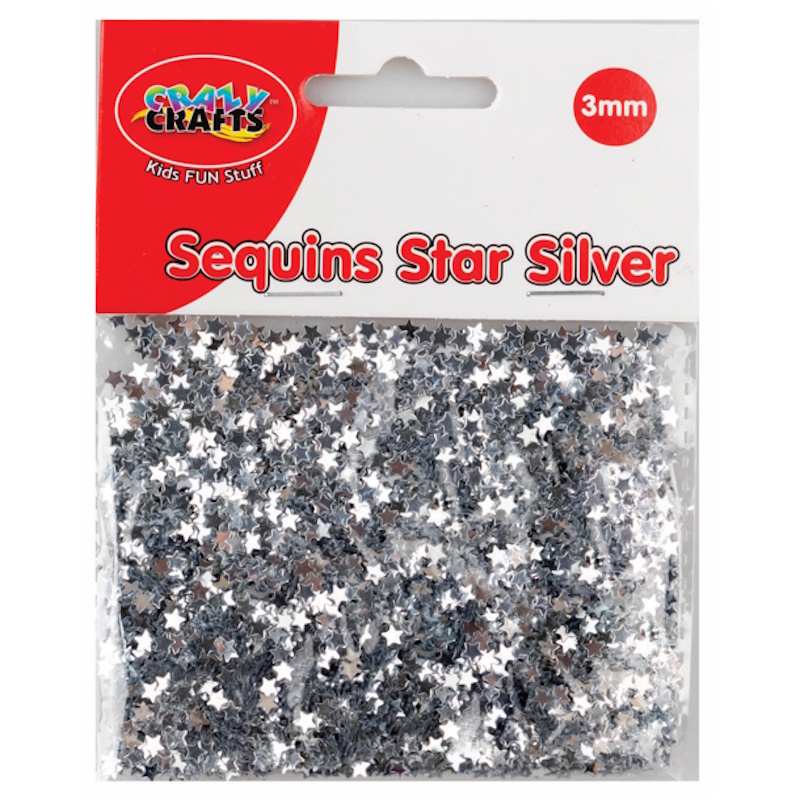 Crazy Craft Sequins Stars 3mm (silver)
