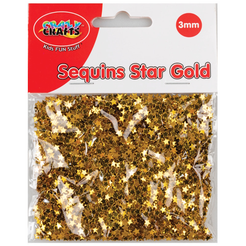 Crazy Craft Sequins Stars 3mm (gold)