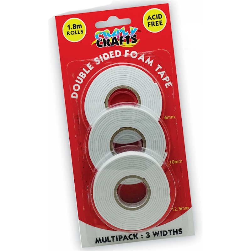 Crazy Craft Double Sided Foam Tape 6mm, 10mm & 12.5mm