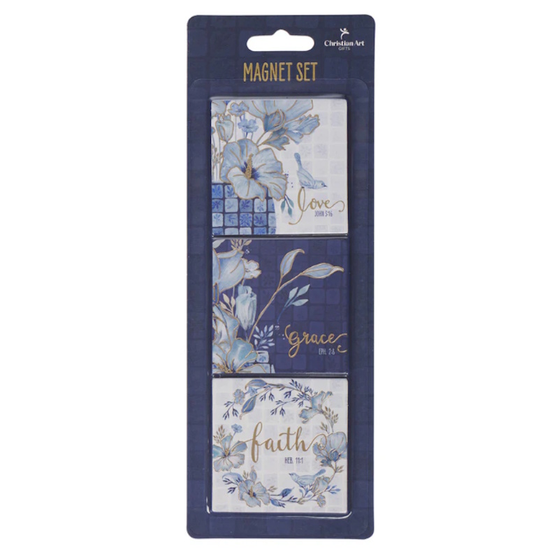 Love Grace Faith Floral Magnet Set (3) (MGS091)