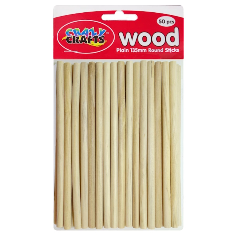 Crazy Craft Round Natural Sticks 135mm (50)