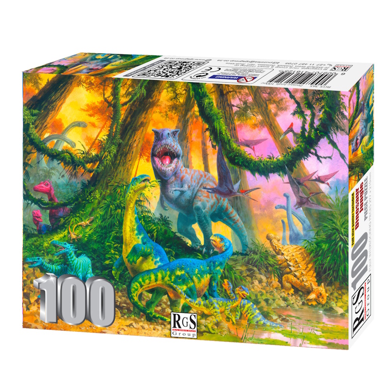 Forest of Dinosaurs Cardboard Puzzle (100 pieces)