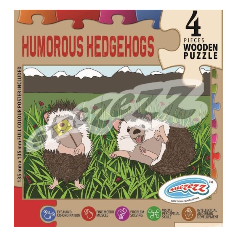 Humorous Hedgehogs Wooden Puzzle (4 piece)