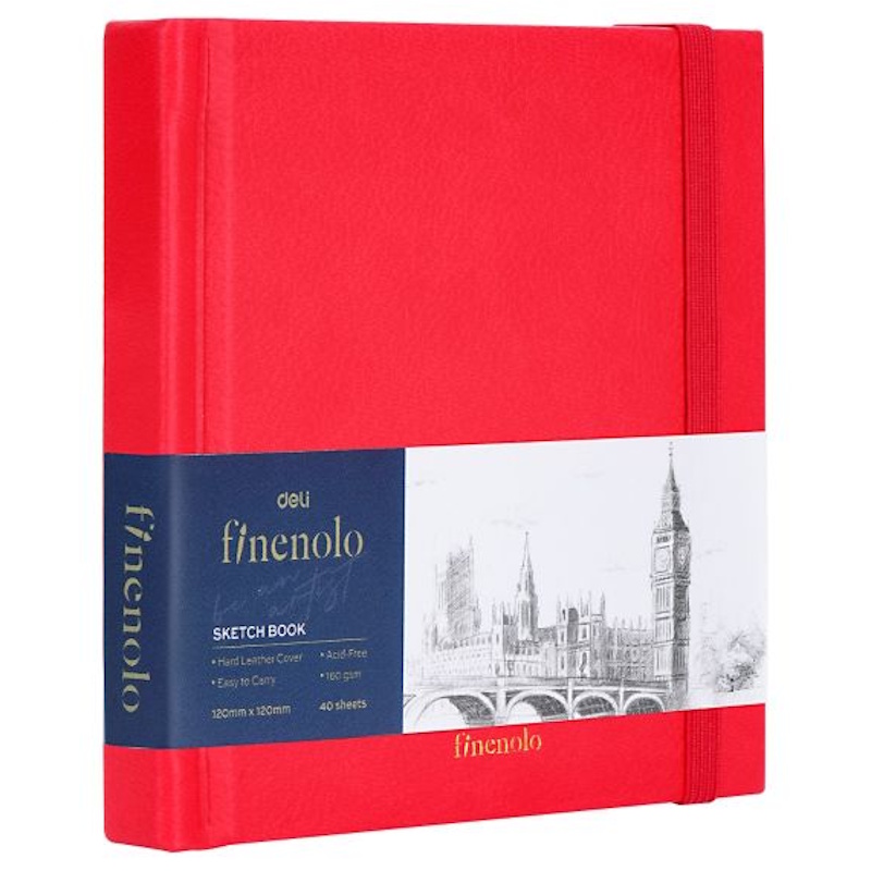 Finenolo Red Cover Sketch Book 160gsm 12 x 12cm (40 sheets)