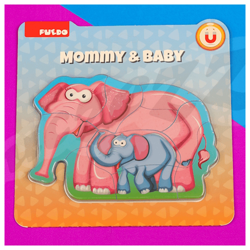 Puedo Mommy and Baby Elephant Magnetic Puzzle (8 piece)