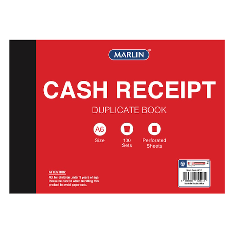 Marlin Duplicate Cash Receipt Book A6 (100)