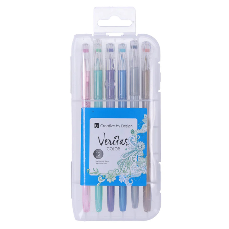 Veritas Colour Gel Pens (6 x glitter, 6 x metallic) (PEN275)