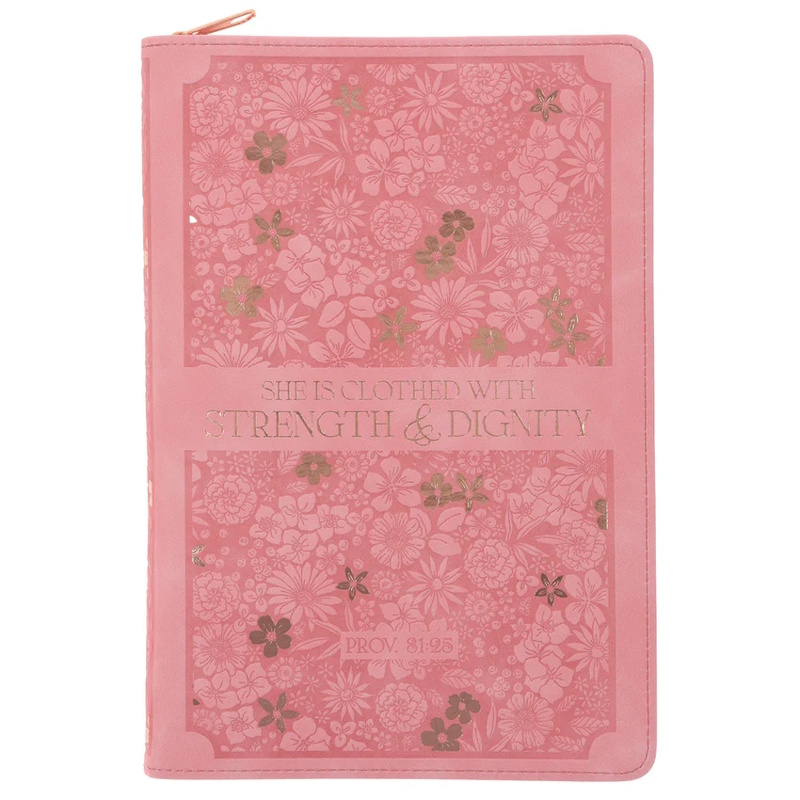 She is Clothed with Strength and Dignity Faux Leather Journal with Zip (XJL887)