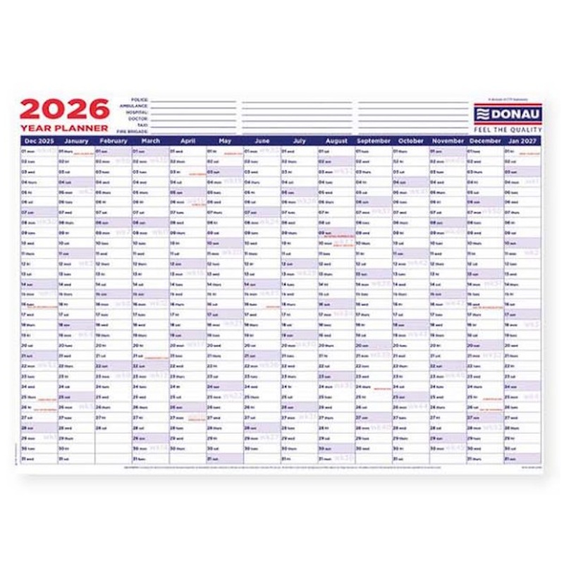 Donau Polyprop Wall Year Planner A1
