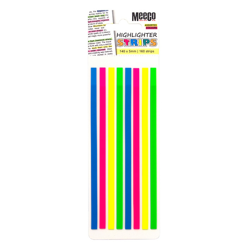 Meeco Film Highlighter Strips 140mm x 5mm (4 colours)