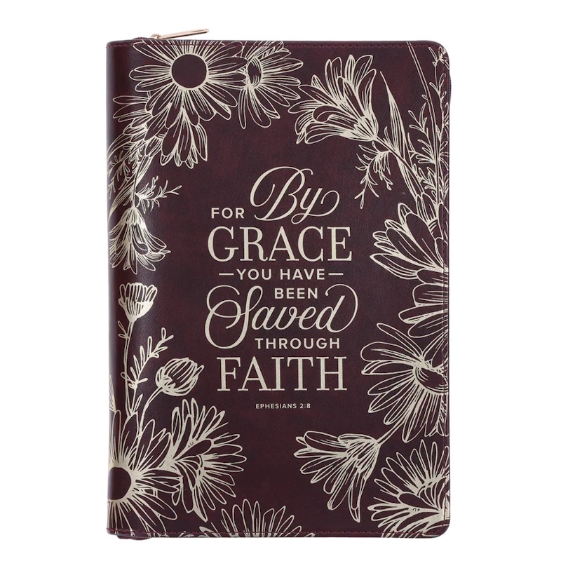 For by Grace You Have Been Saved Faux Leather Journal with Zip (XJL896)