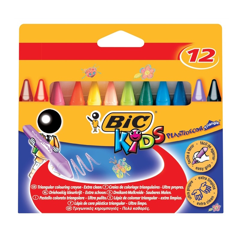 Bic Kids Plastidecor Triangle Wax Crayons (12)