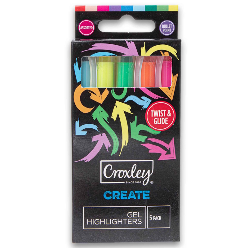 Croxley Create Twist & Glide Gel Highlighters (5)