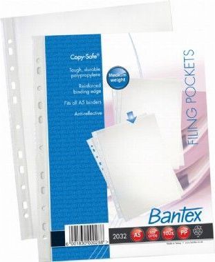 Bantex Copy Safe File Pockets A5 80 mic (100)