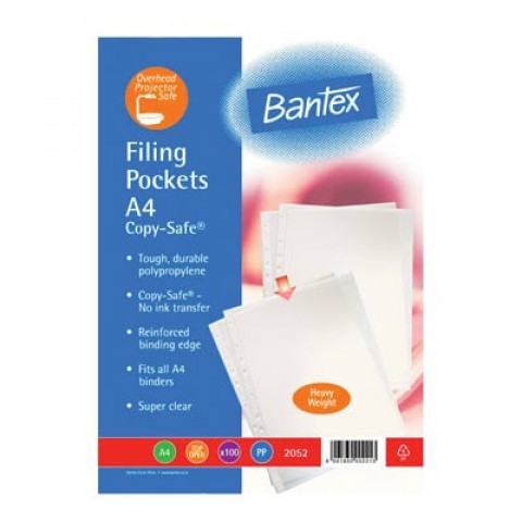 Bantex Medium Weight File Pockets A4 80 mic (100)