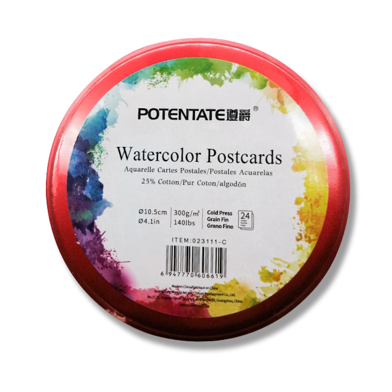 Potentate Watercolour Postcards Round 300gsm 105mm Cold Press (silver) (24 sheets)