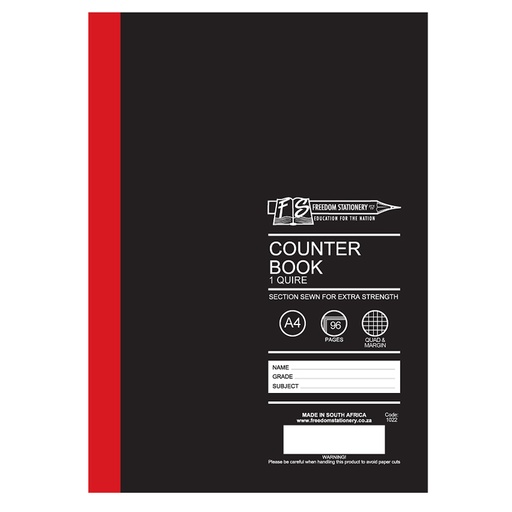 Counter Book 1 Quire QM A4 (96 page)