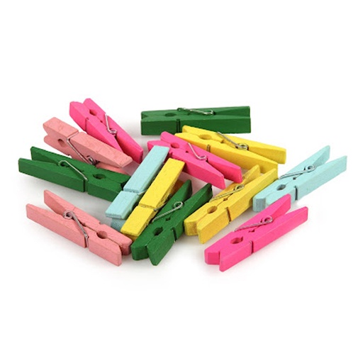 Dala Large Wooden Pegs Coloured 45mm (12)