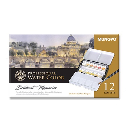 Mungyo Watercolour 1/2 Pan Set Metallic (12)