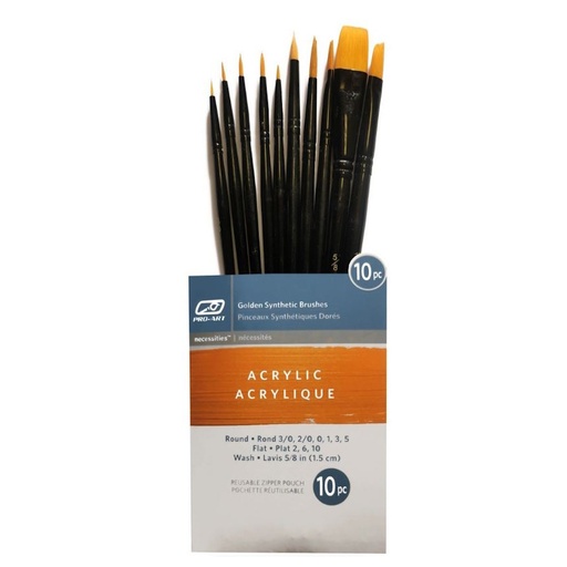 Pro-Art Acrylic Golden Synthetic Brush Set (10)