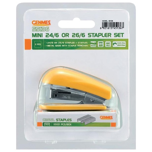 Genmes Mini Stapler with Staples (55136) (assorted)
