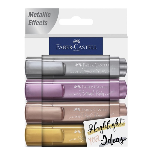 Faber-Castell Creative Studio Textliner 46 Metallic Highlighter (wallet of 4 - gold, silver, rose, ruby)