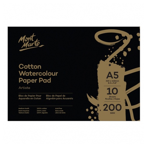 Mont Marte Cotton Watercolour Book 200gsm (10 sheets)
