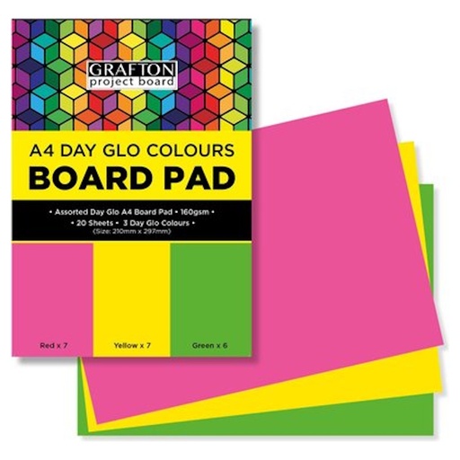 Grafton Project Board Pad A4 160g (day glo assorted) (20 sheets)