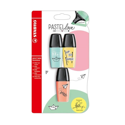 Stabilo Boss Mini Pastellove Highlighters (yellow, peach, turquoise)