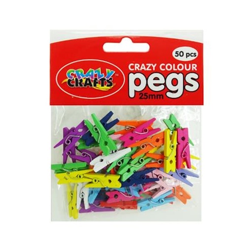 Crazy Craft Colour Pegs 2.5cm (50)