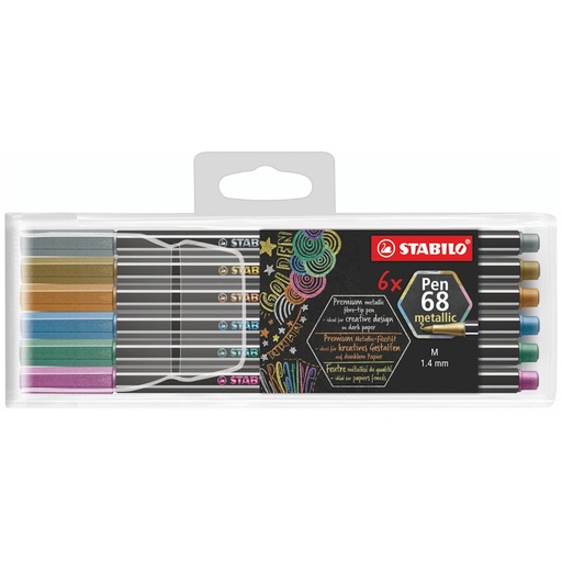 Stabilo Fibre Tip Pen 68 Metallic (6 colours)