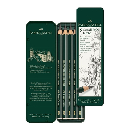 Faber-Castell 9000 Jumbo Graphite Pencils (tin of 5)