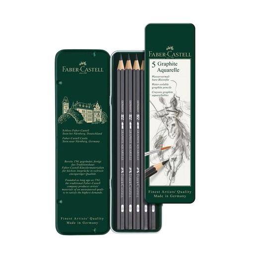 Faber-Castell 9000 Jumbo Graphite Aquarelle Pencils (tin of 5)
