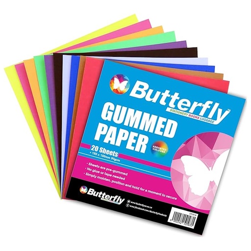 Butterfly Gummed Paper Squares 150 x 150mm (20 sheets)