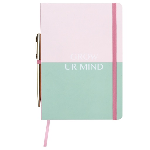 Colour Me Vibes Hard Cover Ruled Notebook & Pen Grow Your Mind A5 (80 sheets) (7943)