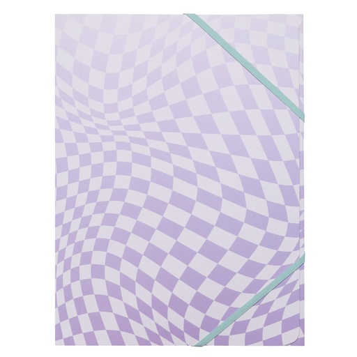 Colour Me Vibes 3 Flap Document Wallet Board A4 (purple check) (8070)