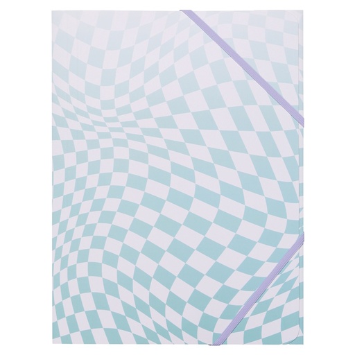 Colour Me Vibes 3 Flap Document Wallet Board A4 (teal check) (8087)