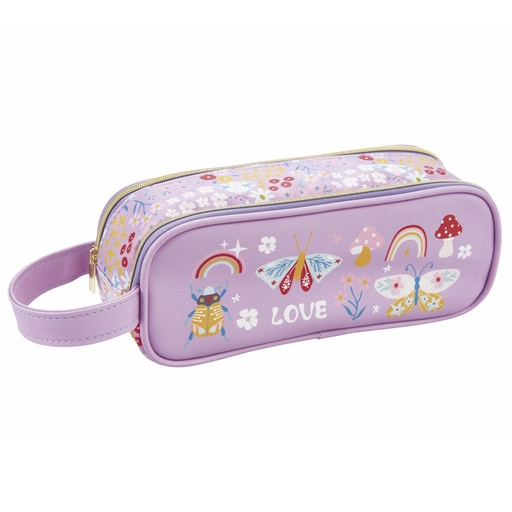 Colour Me Vibes Double Pencil Bag with Writs Band Butterfly 20cm (8148)