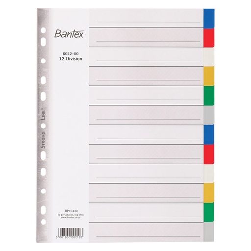 Bantex Polyprop Dividers A4 12 tab