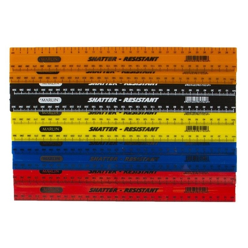 Marlin Coloured Ruler 30cm (assorted)