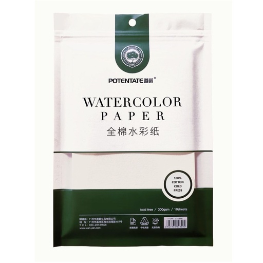 Potentate Cotton Watercolour Paper Cold Press 300gsm 130 x 190mm (10 sheets)