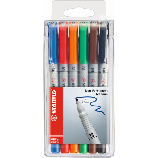 Stabilo OHP Medium Whiteboard Marker 1mm (wallet of 6)