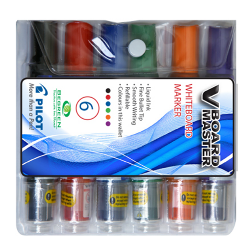 Pilot V Board Master Whiteboard Markers (wallet of 6)